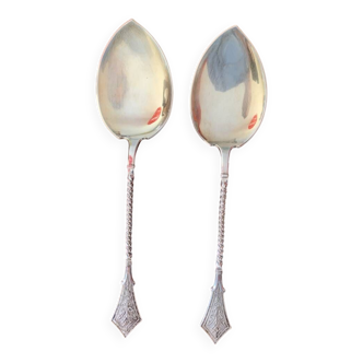 2 Large Sterling Silver Serving Spoons - Auguste Thomsen Copenhagen 1907