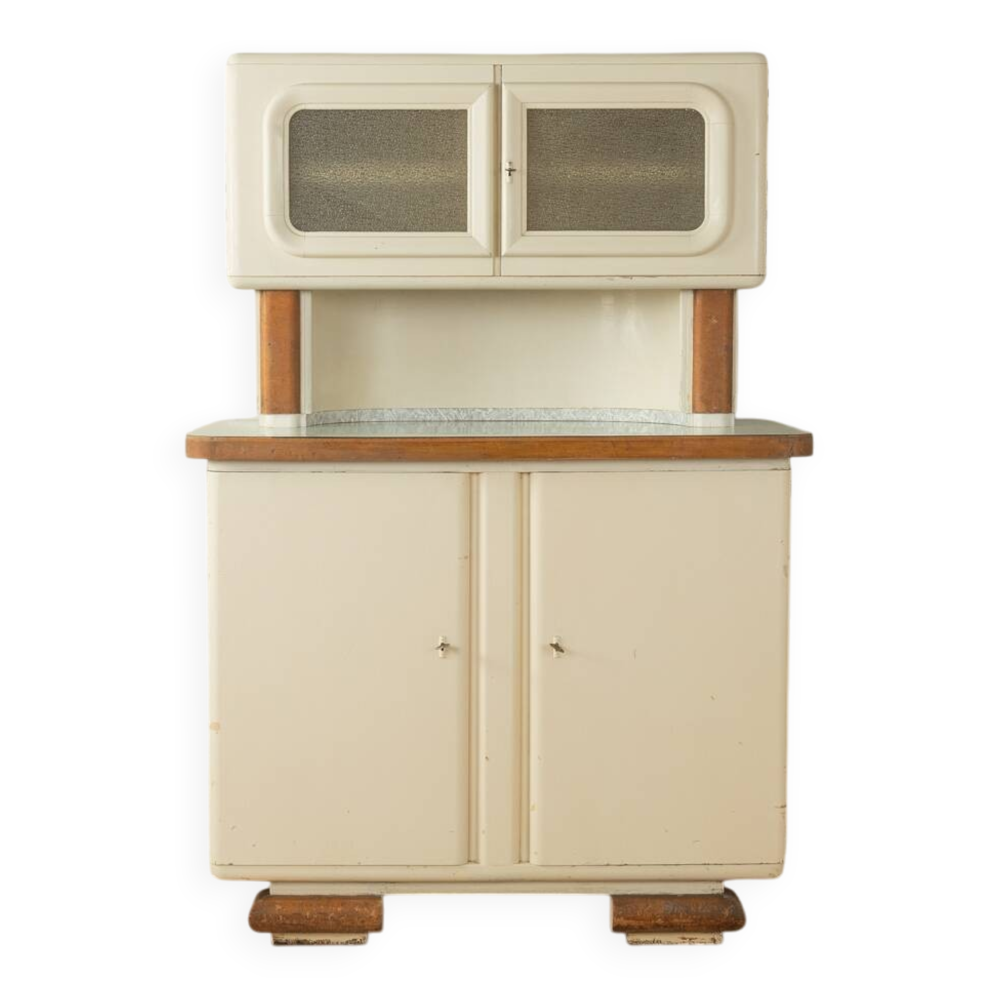 Unique two-piece Art Deco kitchen cabinet from the 1920s