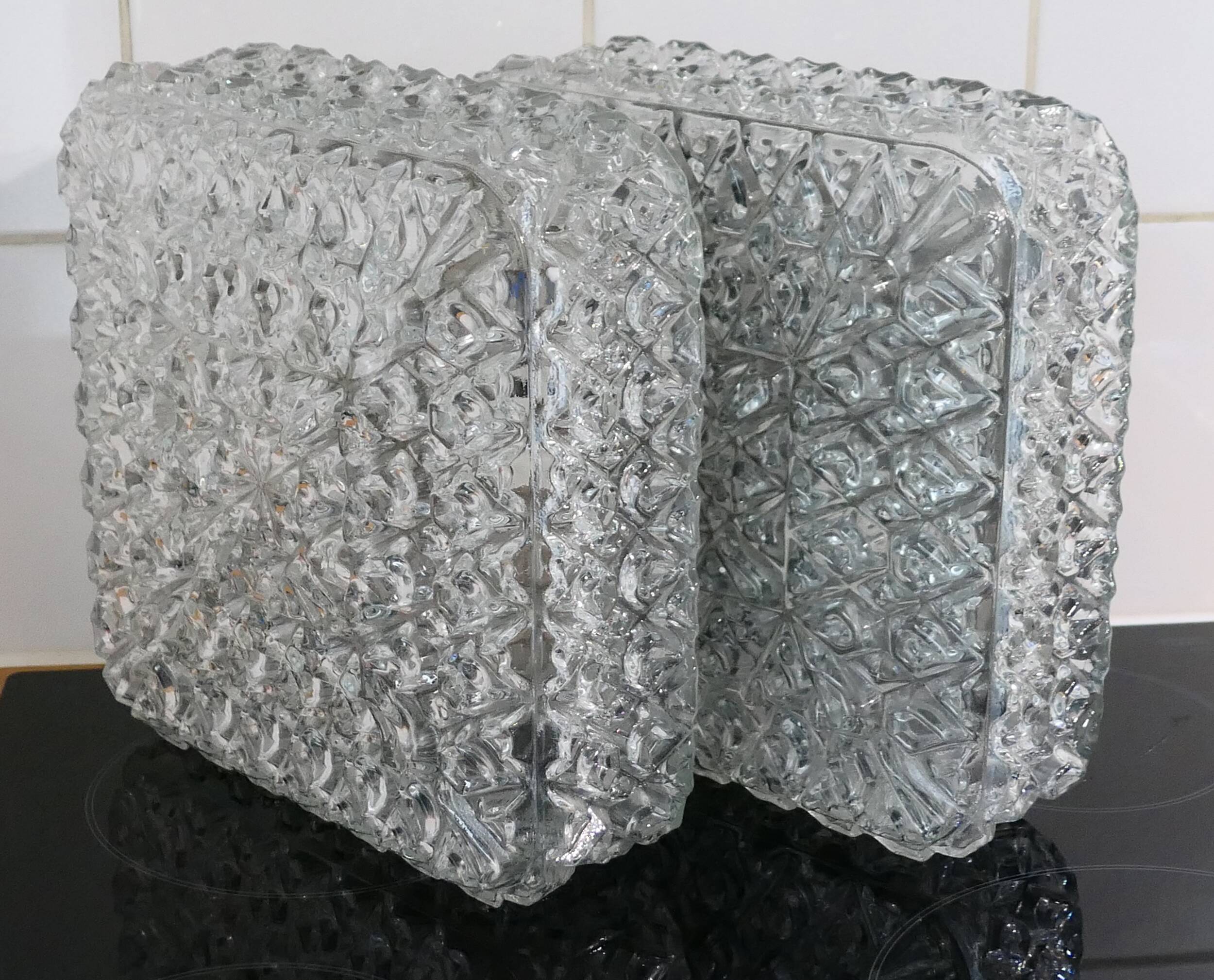 Pair of wall lights or ceiling lights Limburg Glashutte 1960s
