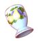 White porcelain egg cup decorated with pears / grapes.