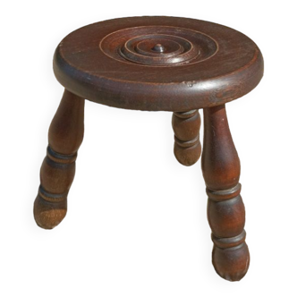 Solid wood stool round legs tripod