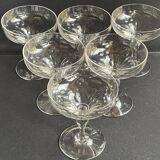 Set of 6 cut crystal champagne glasses