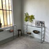 Pair of chrome and glass shelves from the 70s