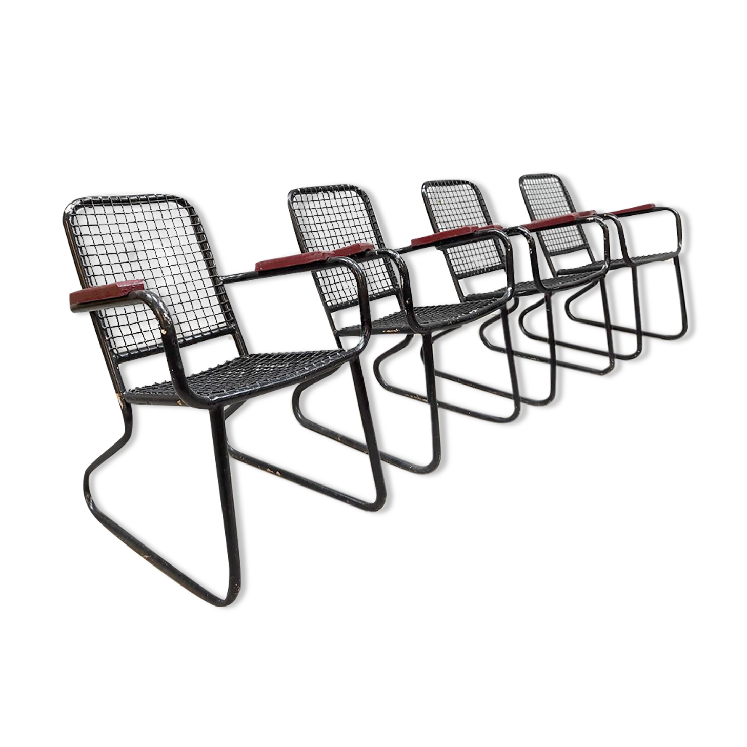 Set of 4 vintage wire garden chairs outdoor