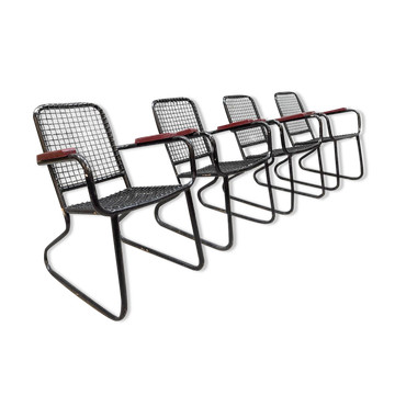 Ensemble de 4 chaises de jardin vintage