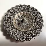 Antique Small Table Candlestick Holder Silver Plated Bronze Chiseled France