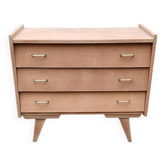 Commode 3 tiroirs pieds compas bois brut