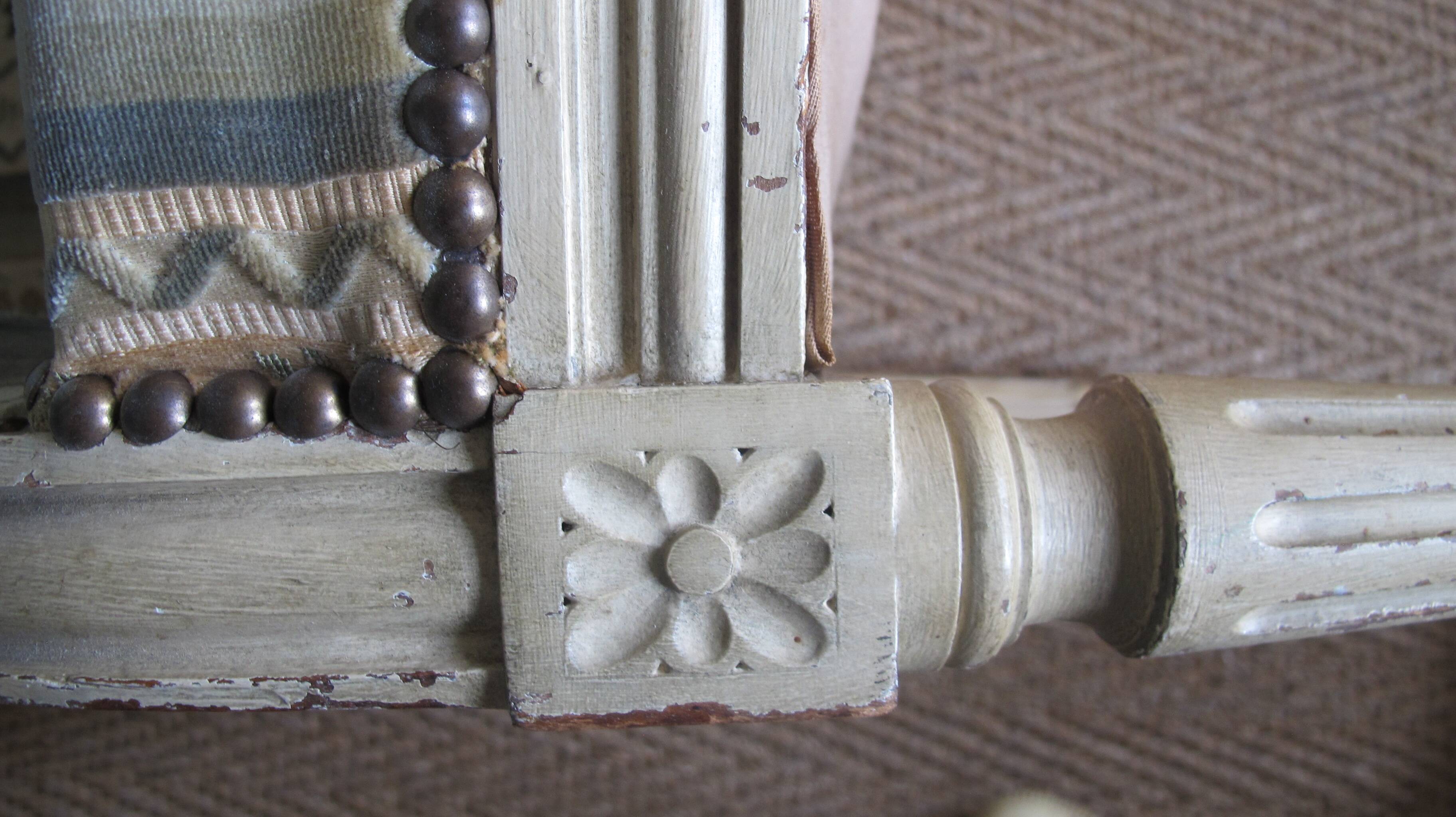 Louis XVI Shepherdess, 19th century copy, upholstered, beautiful antique chiseled