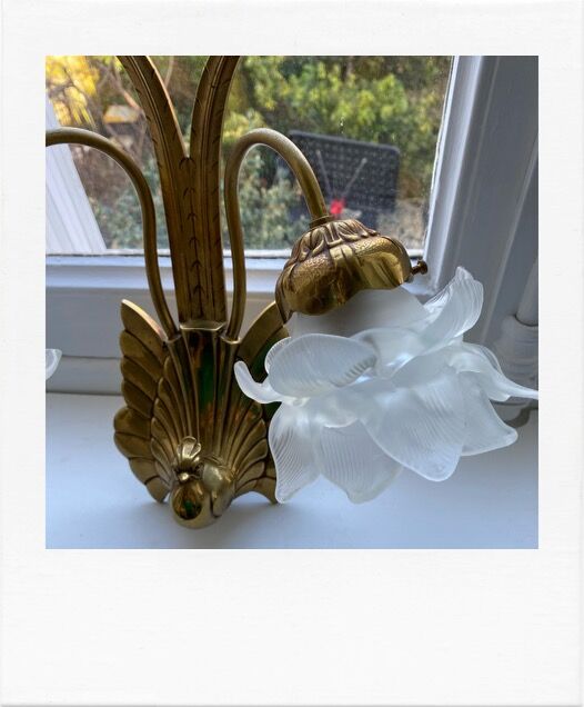 Vintage peacock bronze and pink wall light in glass paste