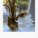 Vintage peacock bronze and pink wall light in glass paste