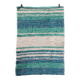 Handwoven recycled cotton rug - Turquoise and white
