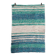 Handwoven recycled cotton rug - Turquoise and white