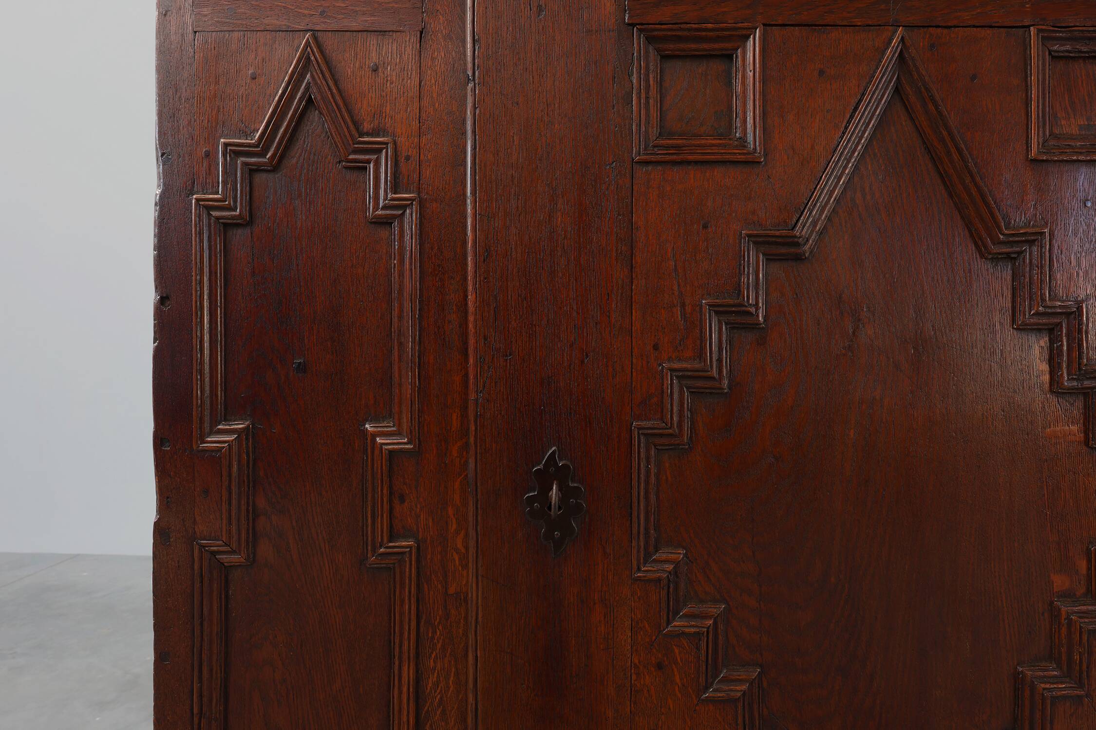 French 16th Century Antique oak hand carved wardrobe