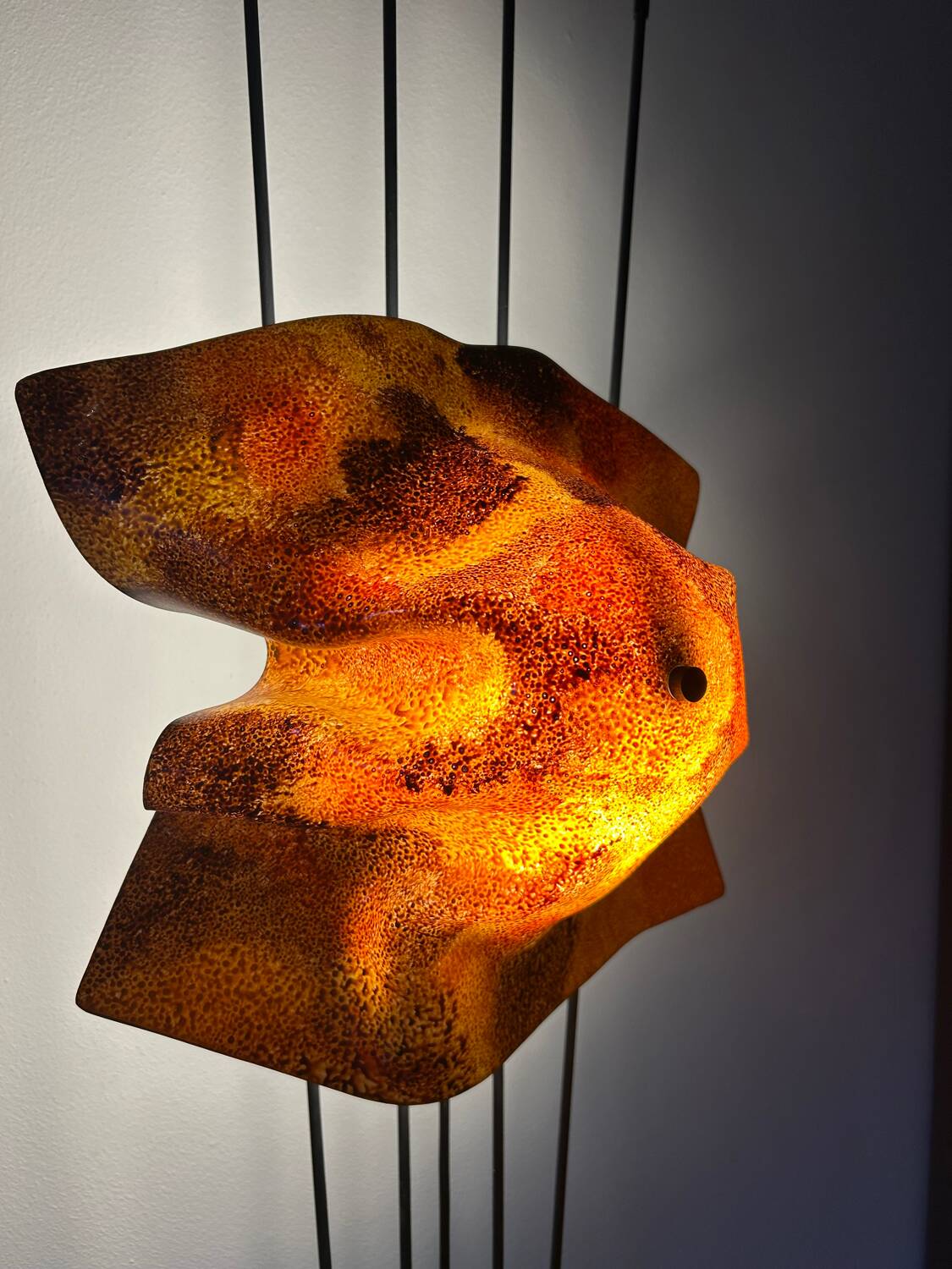 Lampe de sol vintage sculpturale – Verre artistique fait à la main