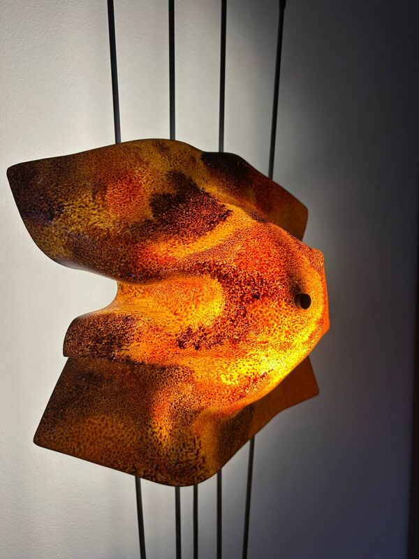 Lampe de sol vintage sculpturale – Verre artistique fait à la main