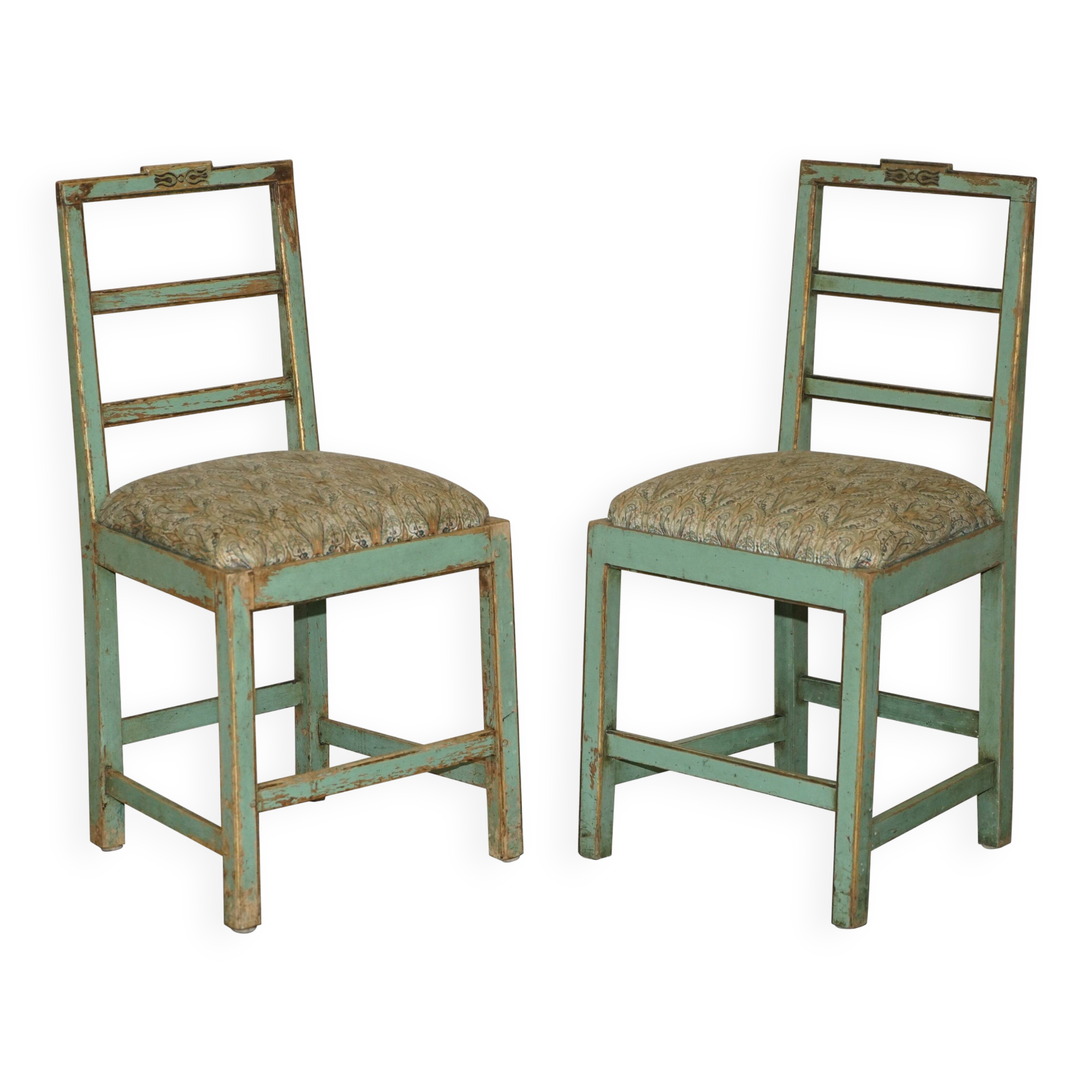 Pair of antique French chairs with original paint.