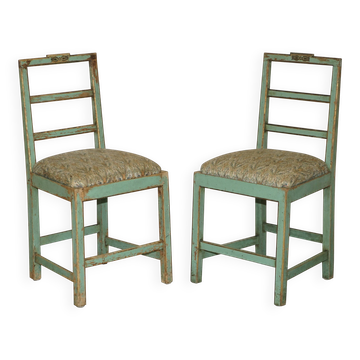Pair of antique French chairs with original paint.