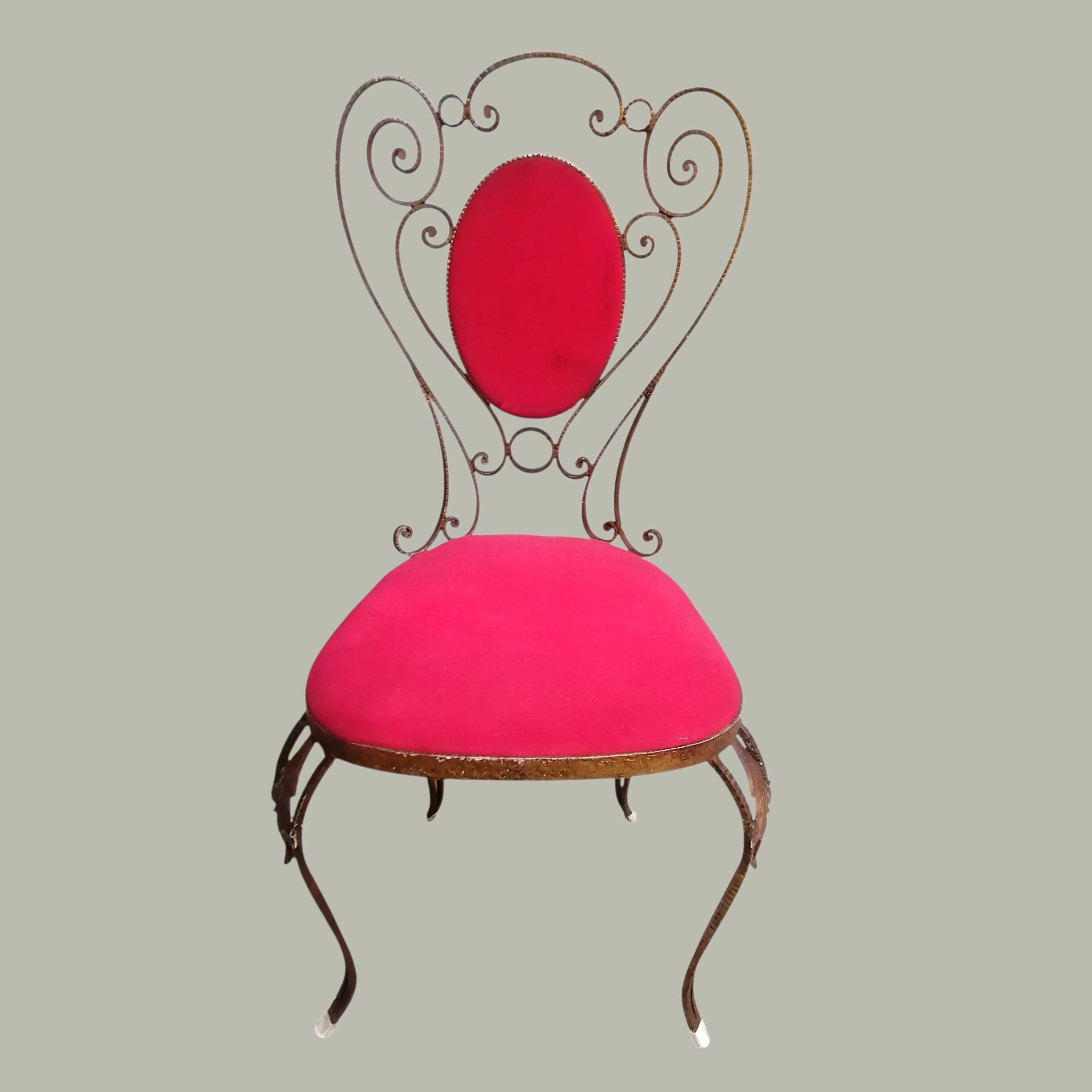 Set specchiera più sedia tutto in ferro battuto design Pierluigi Colli