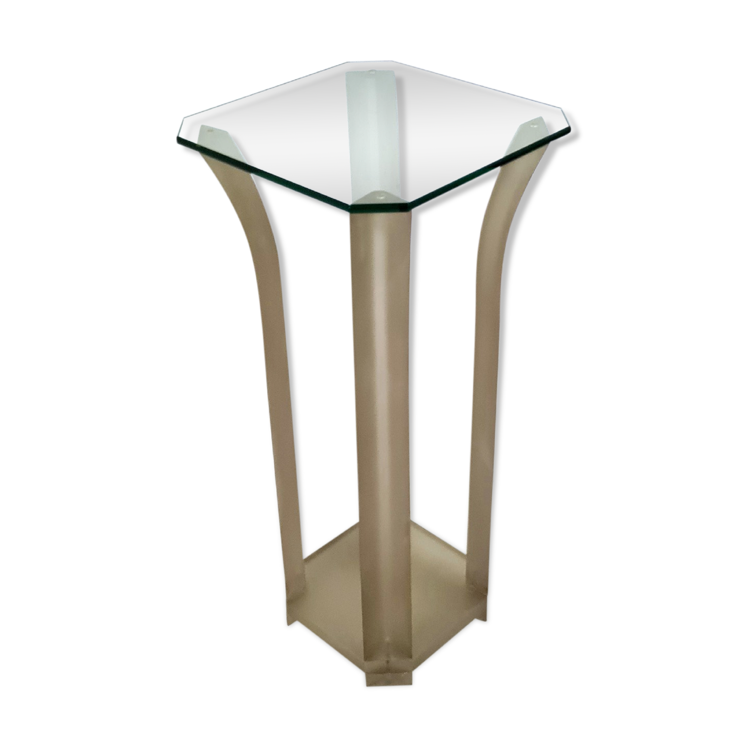 Hollywood regency plexiglass and glass side table, 1980s