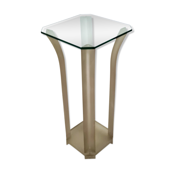 Table d’appoint en plexiglas et verre, années 1980