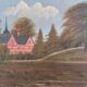 Vintage original landscape oil painting, signed countryside art, c. 1930