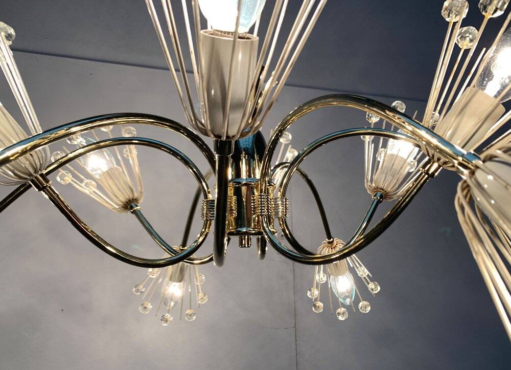 Austrian flower chandelier by Emil Stejnar for Rupert Nikoll, Vienna, Austria, 1950s.