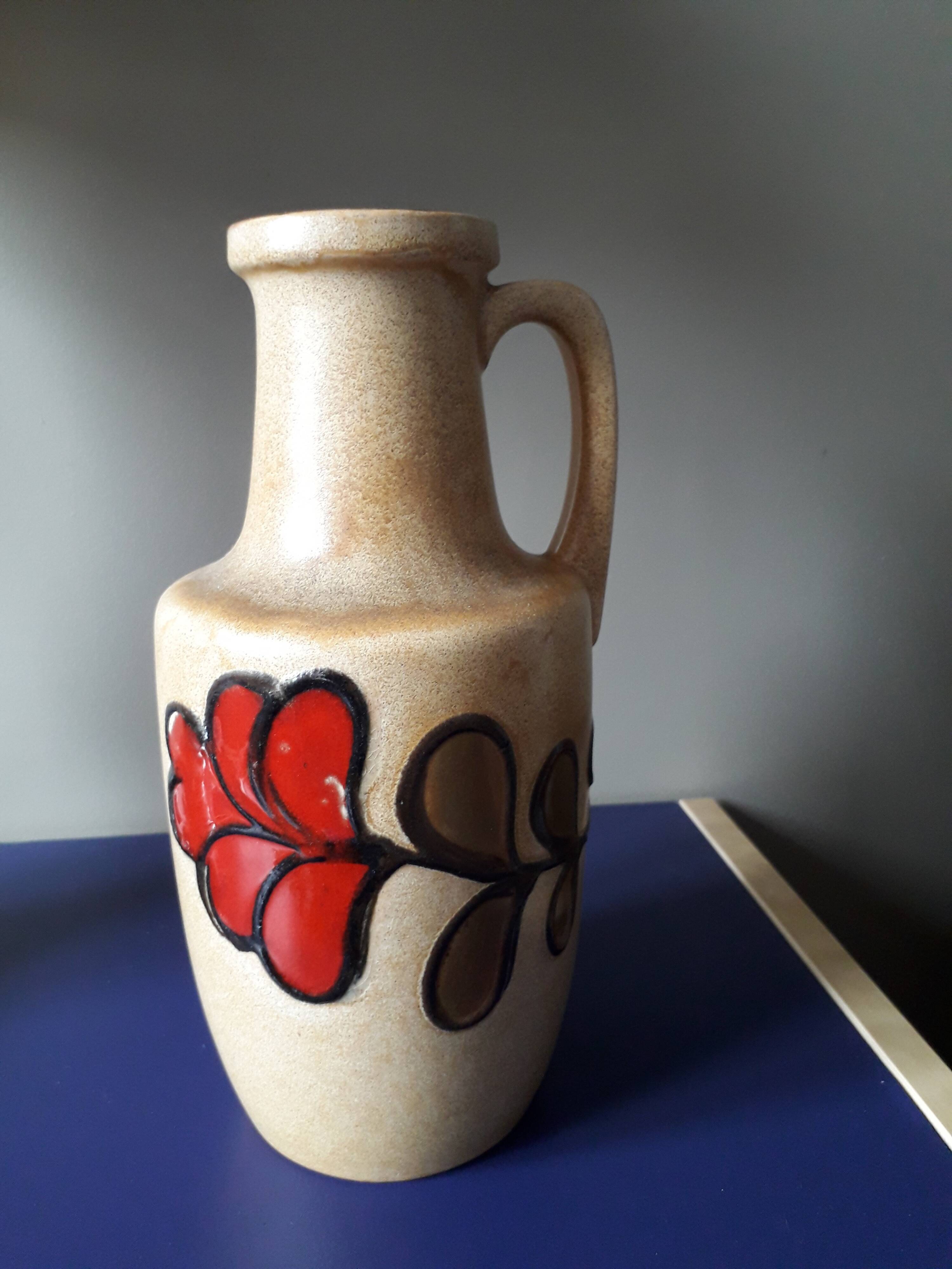 Vintage Germany ceramic vase with a floral pattern