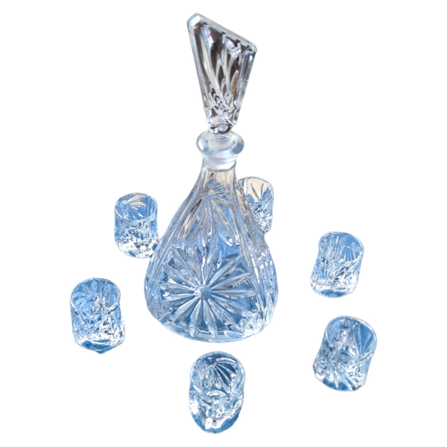 Carafe set + 6 small crystal glasses