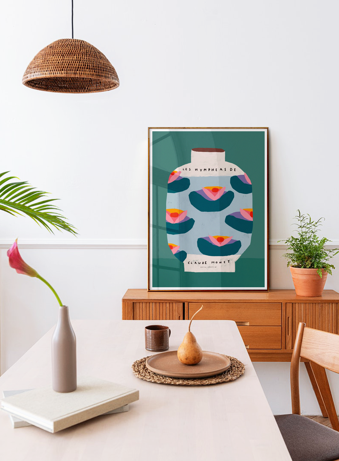 Wall poster colorful vase water lilies 30cm*40cm