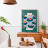 Affiche murale vase coloré nénuphars 30cm*40cm