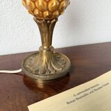 Lampe de table ananas céramique et laiton 1950