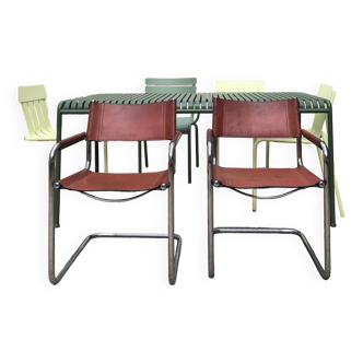 Pair of vintage Cantilever  leather armchairs