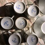 Vintage mocha service collection 6 cups cars real limoges porcelain of paris