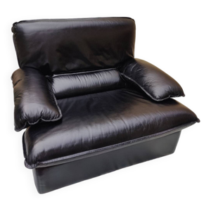 Fauteuil vintage en cuir - convertible