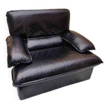 Fauteuil vintage en cuir convertible