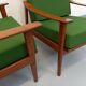 Paire de fauteuils scandinaves vintage en teck et tissu vert des années 60