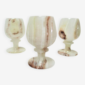 Three onyx tealight holders from the 70s