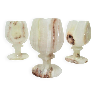 Three onyx tealight holders from the 70s