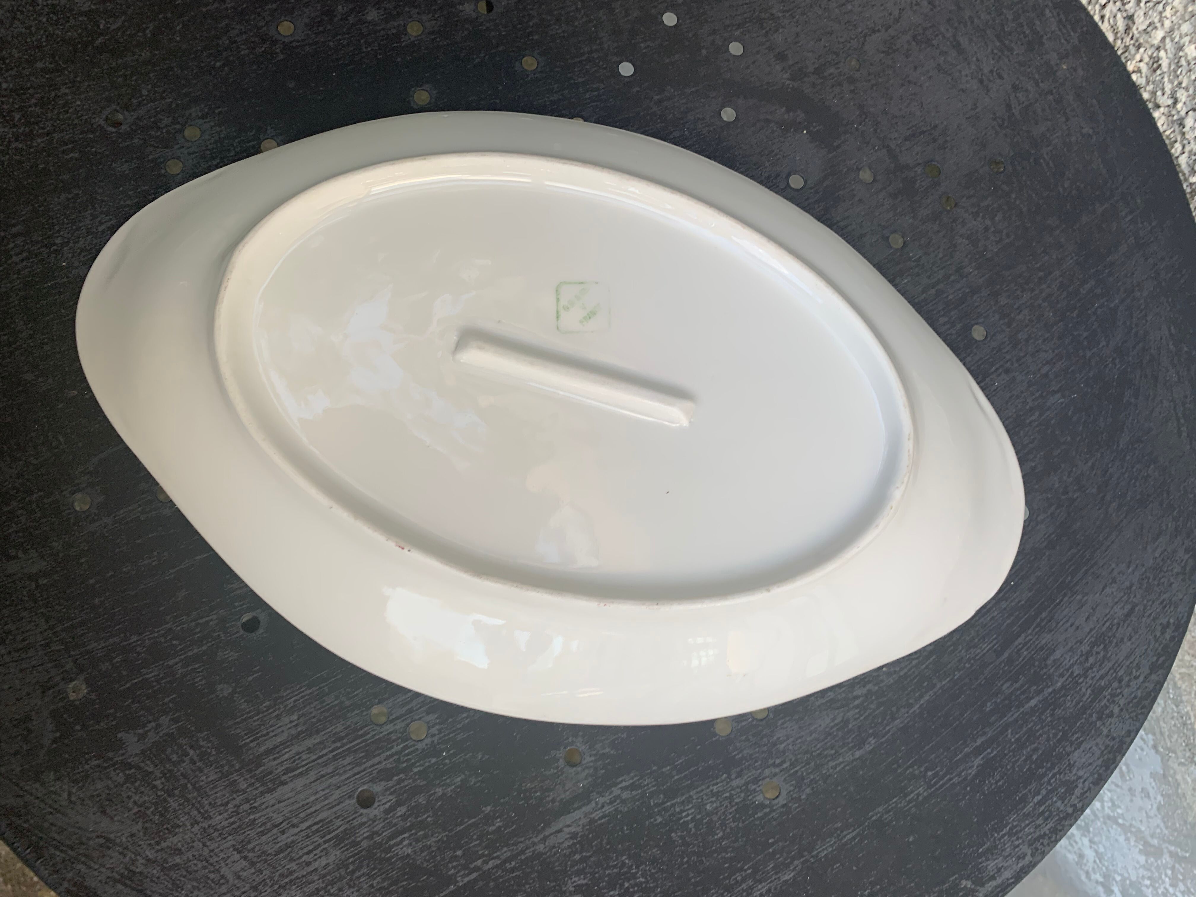 Porcelain serving dish pattern art deco peonies