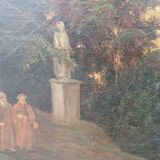 Grande peinture à l'huile sur toile d'une vue de Salzbourg du 19ème siècle