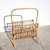 Curved rattan magazine holder 1960