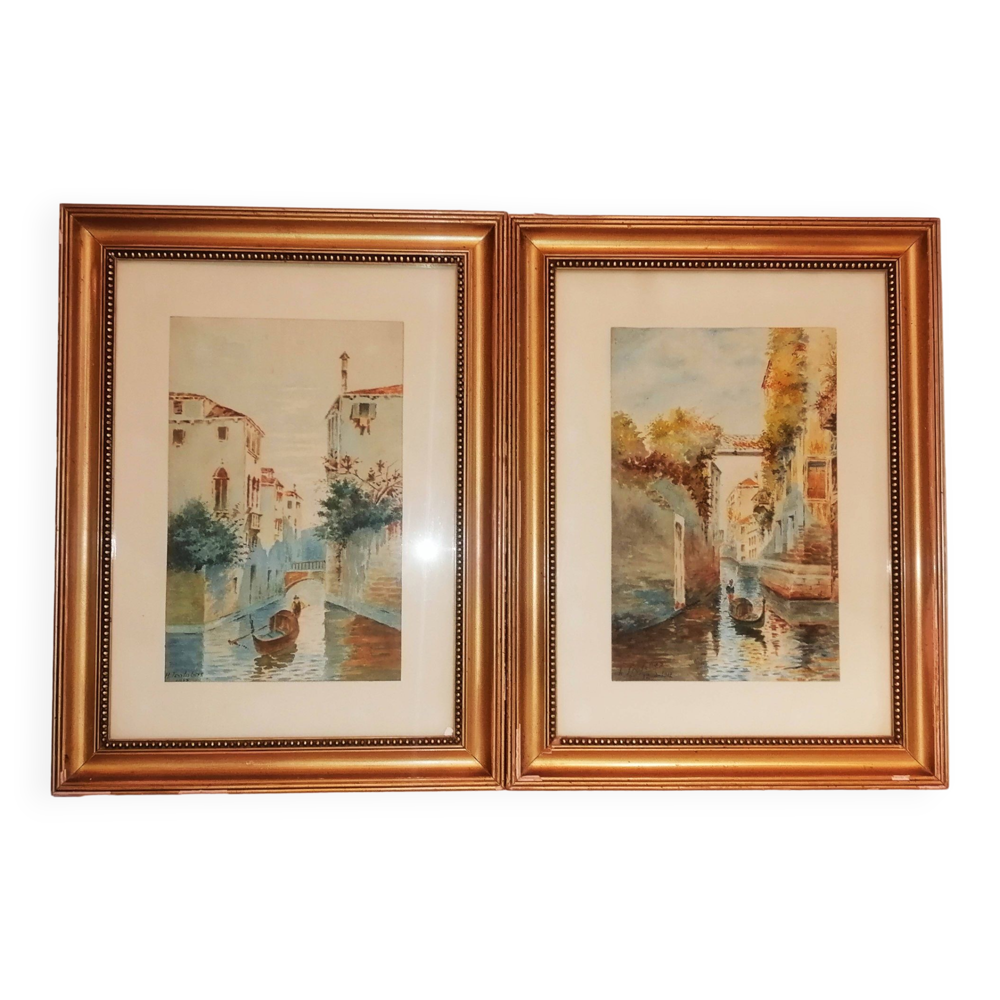Pair of old watercolors. Venice. Signed, dated 1912.