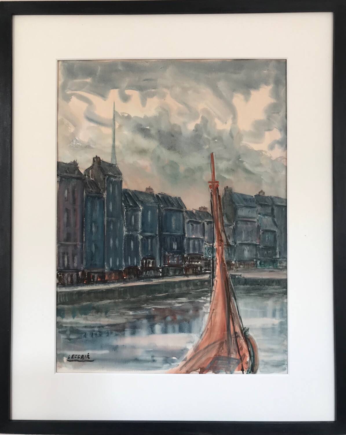 Jean LECLAIR 1919-1996. Honfleur. Watercolour