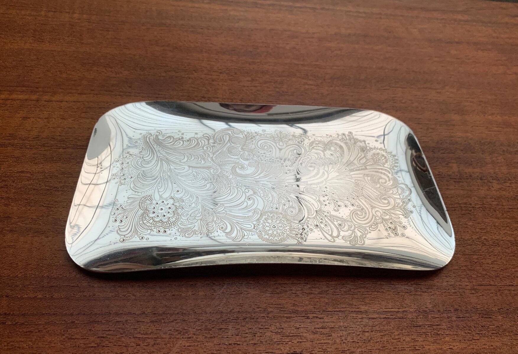 Vintage German floral metal plate by WMF