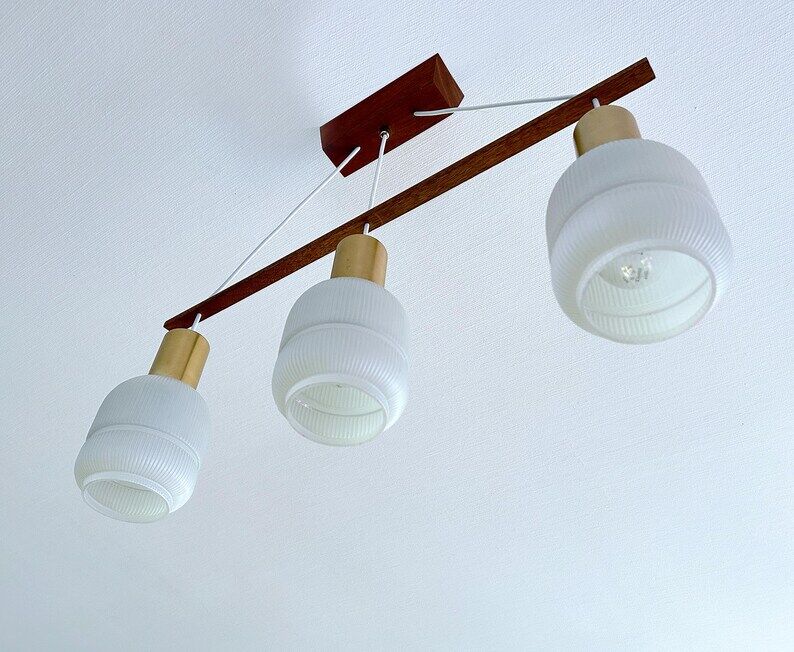 Mid Century Danish Teak Pendant  Light