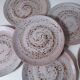 Set de 6 assiettes plates en grès beige rose vintage 23,8 cm