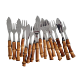 Fish cutlery knives and forks bamboo Riviera 1960