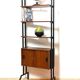 Modular storage cabinet and teak bookcase. Italy, 60s