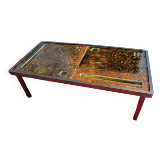 Ceramic & Steel Coffee Table by Robert & Jean Cloutier Vintage 1950/1960