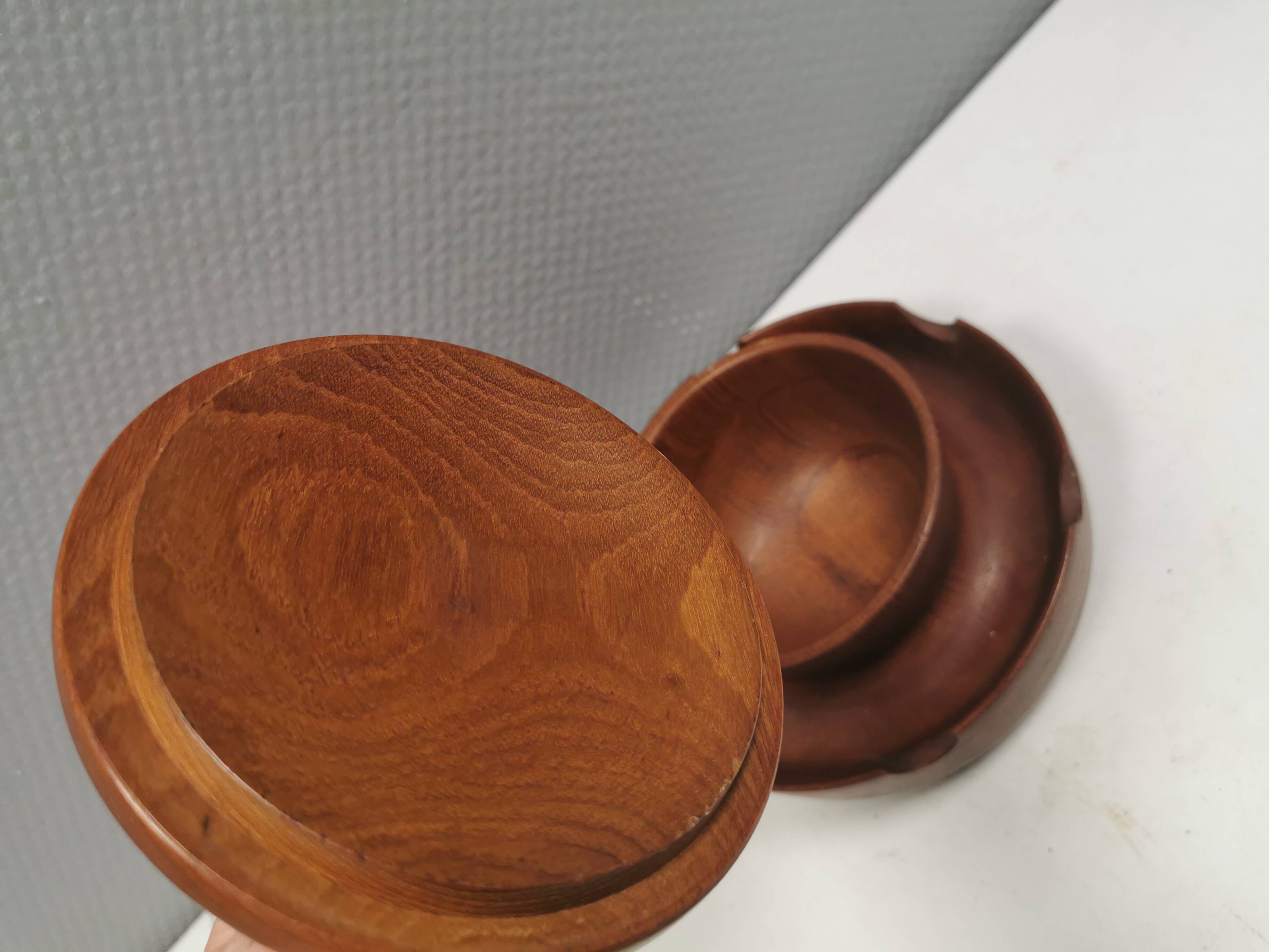 Wooden pipe holder with space to store tobacco in the middle Denmark 1960s